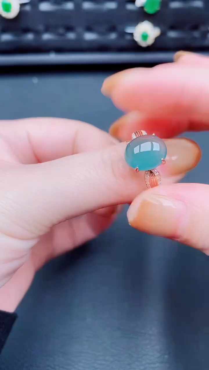 【闪购商品】翡翠戒指银S925镶嵌天然a货翡翠273