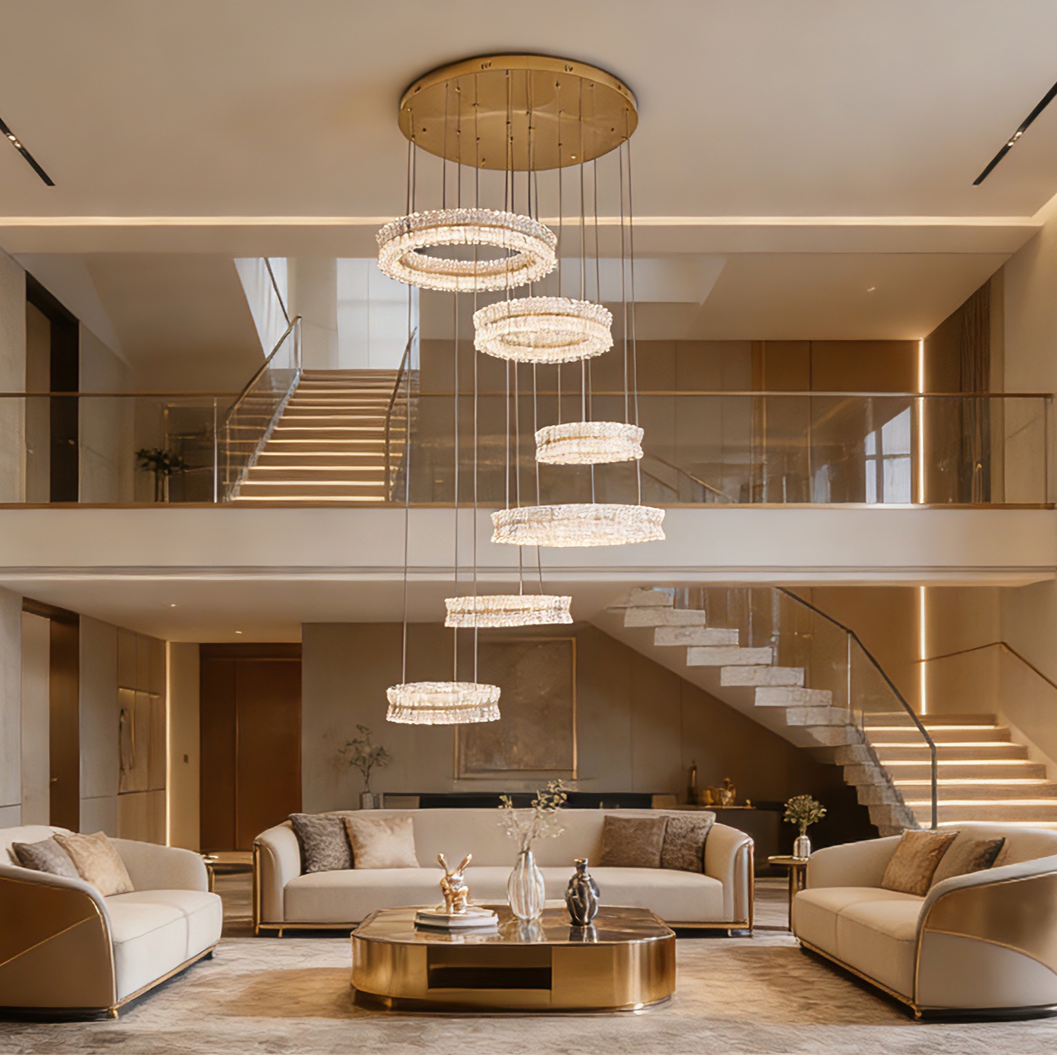 【追美灯饰】意式轻奢简约高级感 天鹅湖-圈圈灯