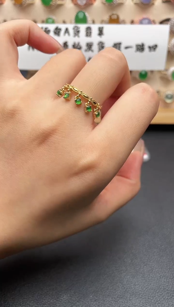 银S925镶嵌戒指翡翠一物一证一礼盒