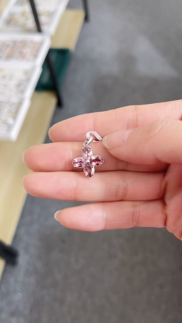 【闪购商品】碧玺颈饰银S925镶嵌成品