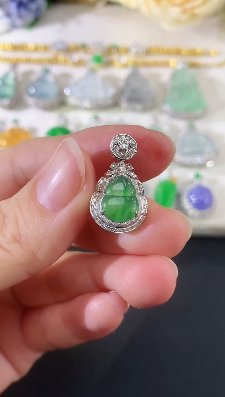 吊坠(不含链)18K金镶嵌翡翠96|3500