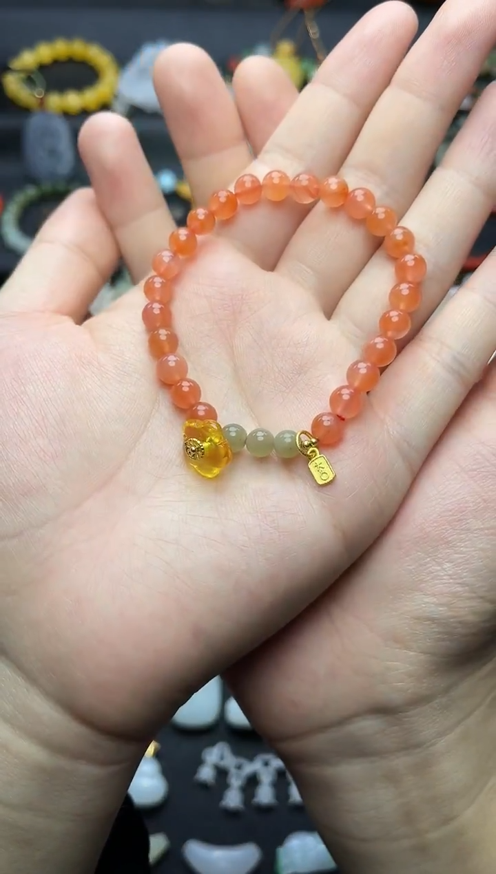 未镶嵌手串南红玛瑙花花手串06