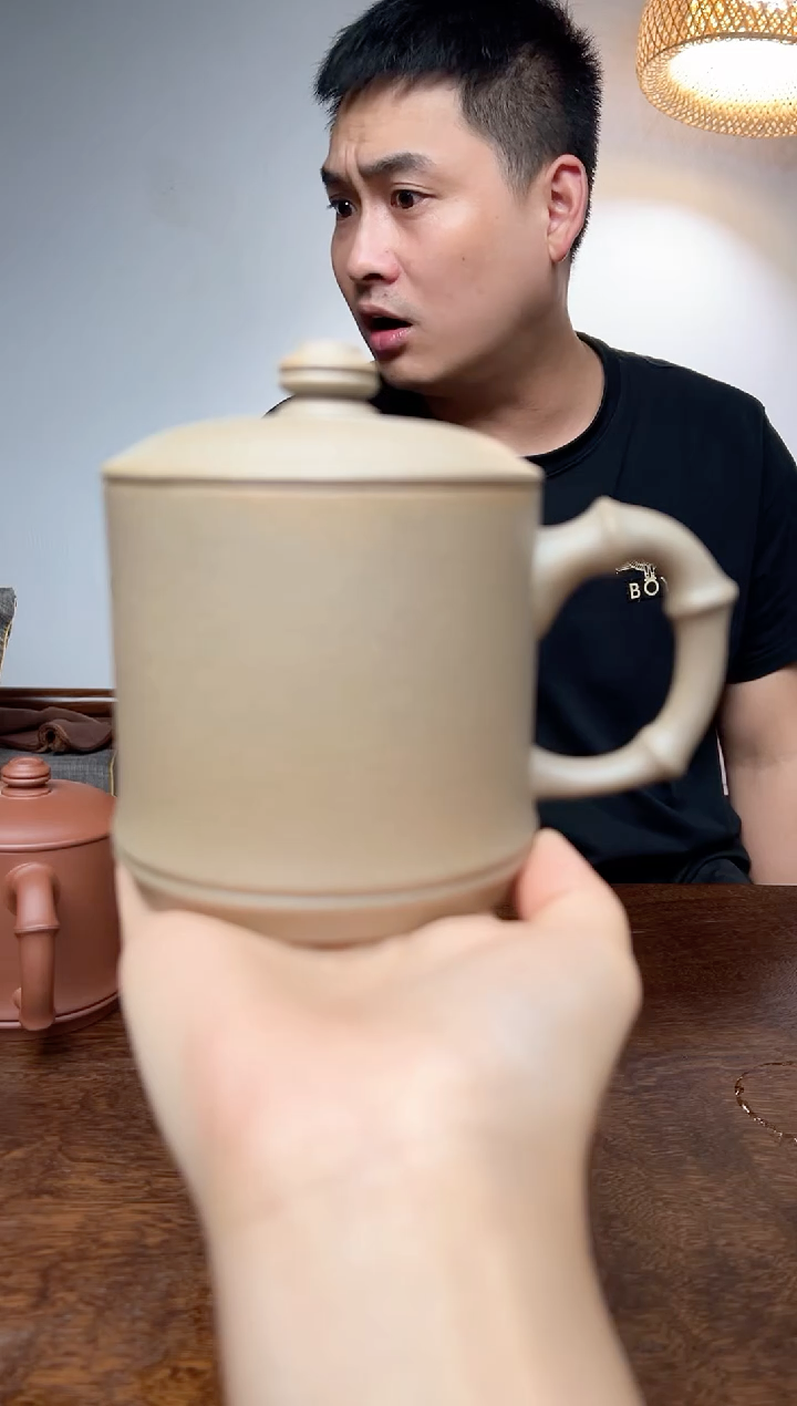 茶壶紫砂青段竹节盖杯