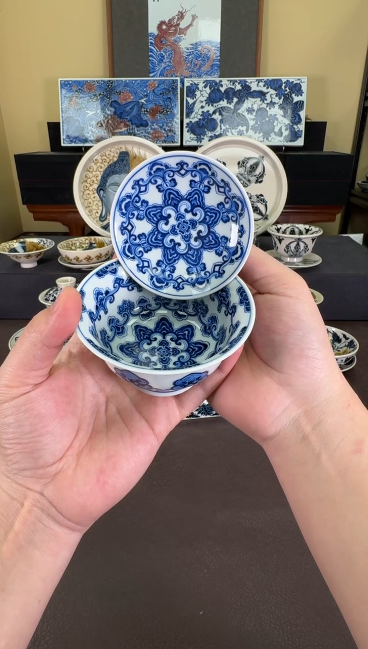 【闪购商品】羿器窑星空宝相纹盖碗