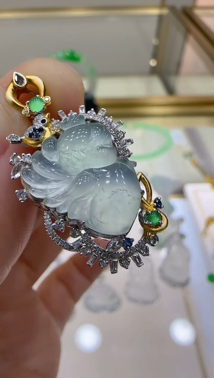 【闪购商品】翡翠吊坠(不含链)18K金镶嵌团购多样性发一件