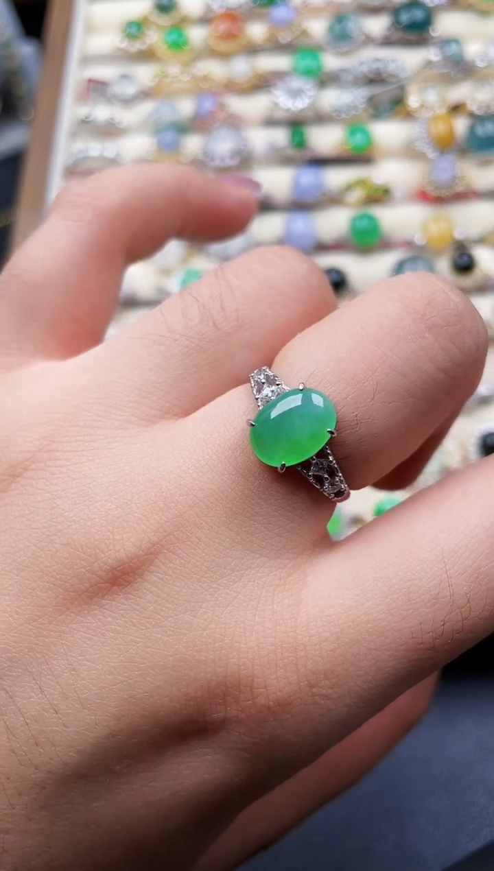 银S925镶嵌戒指翡翠128