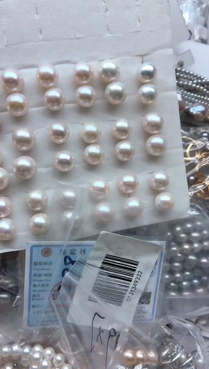 银S925镶嵌耳钉淡水珍珠多样性发其一，非无暇