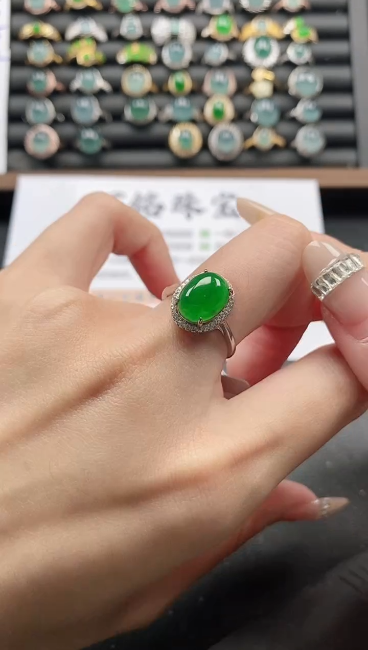 银S925镶嵌戒指翡翠51511