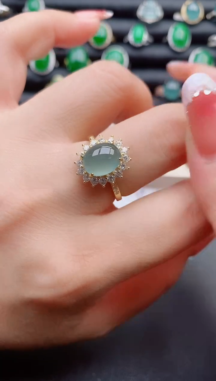 【闪购商品】翡翠戒指银S925镶嵌1321