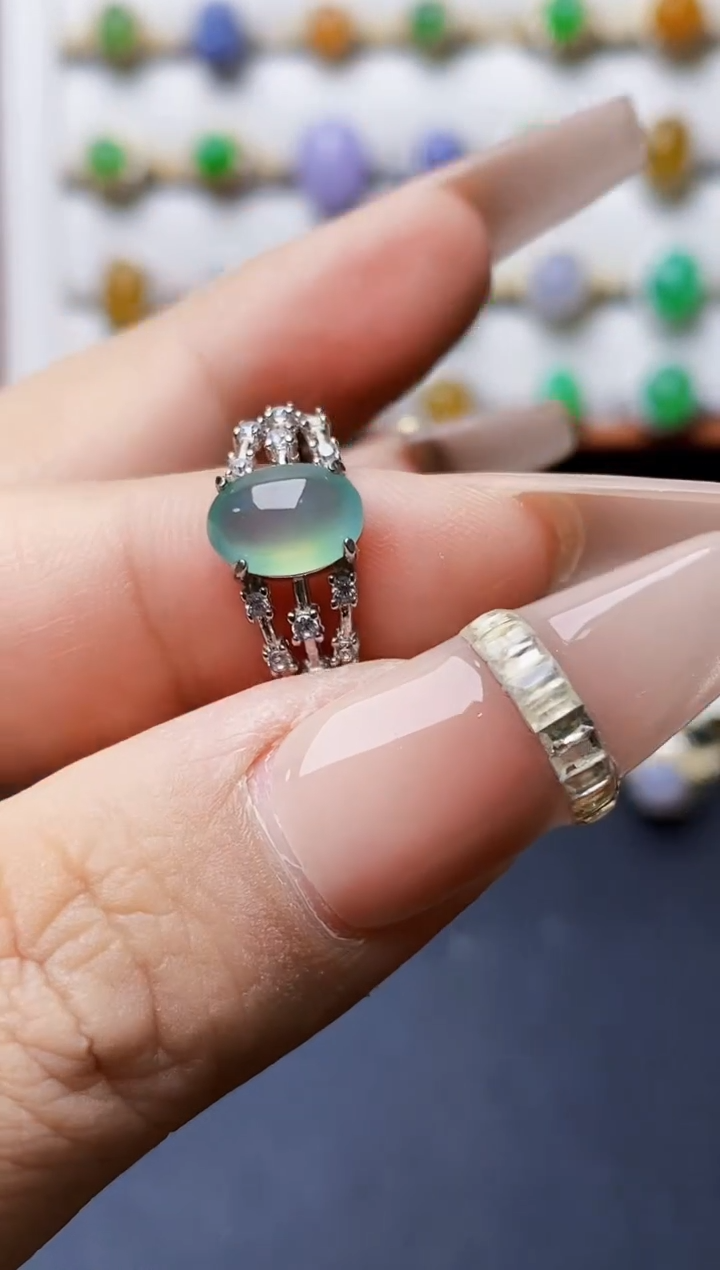 银S925镶嵌戒指翡翠0393