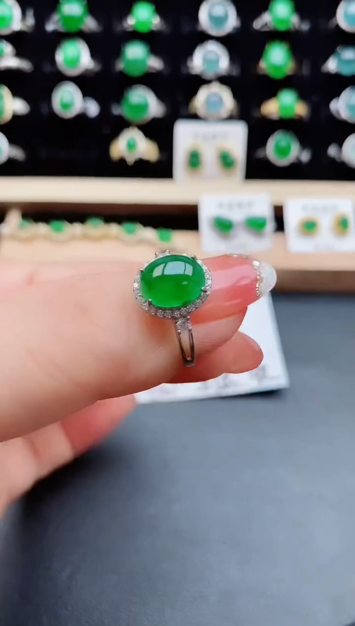 【闪购商品】翡翠戒指银S925镶嵌12121