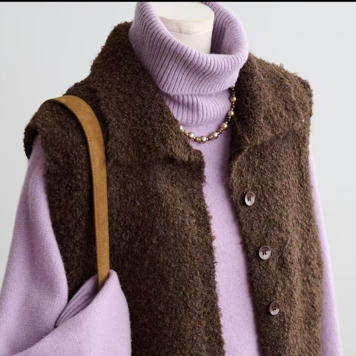 【乐子家】韩系简约气质调性立领毛衣针织马甲