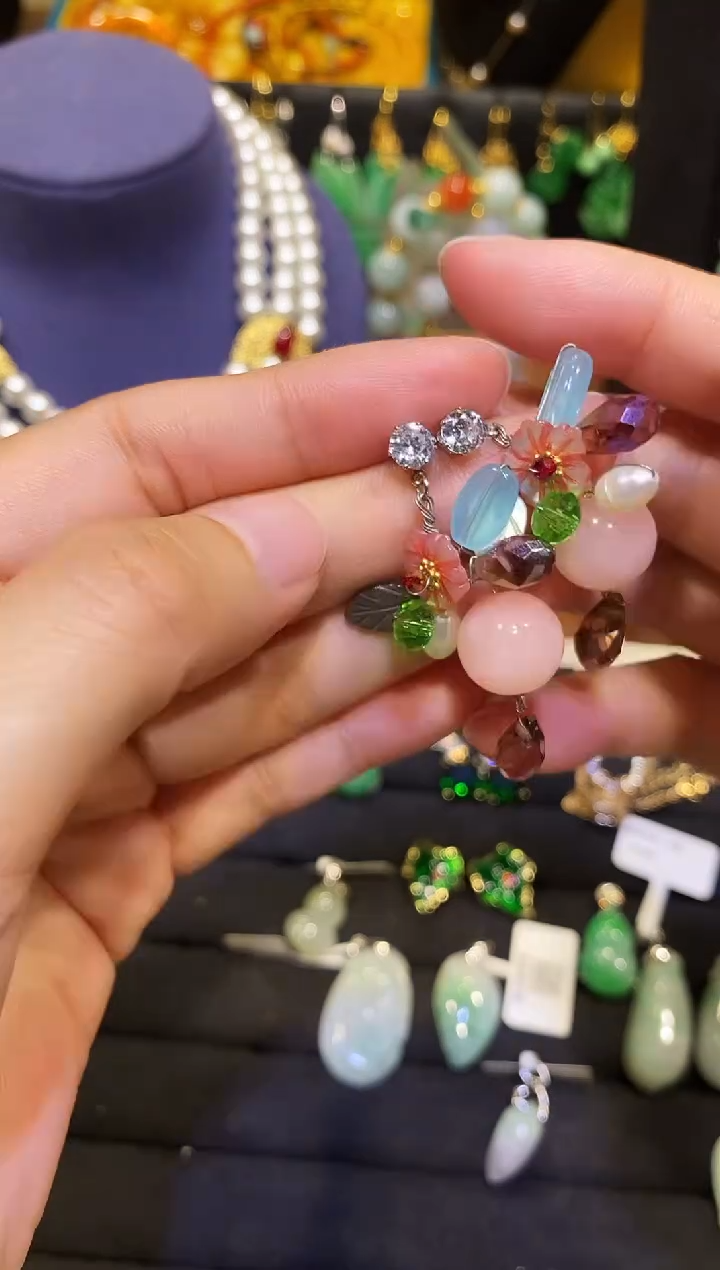 非金属其他（人造材质）琉璃复古耳钉