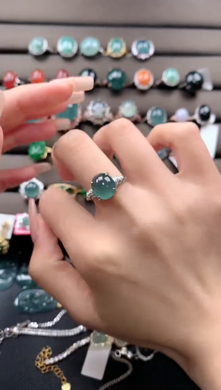 【闪购商品】翡翠戒指银S925镶嵌4324324