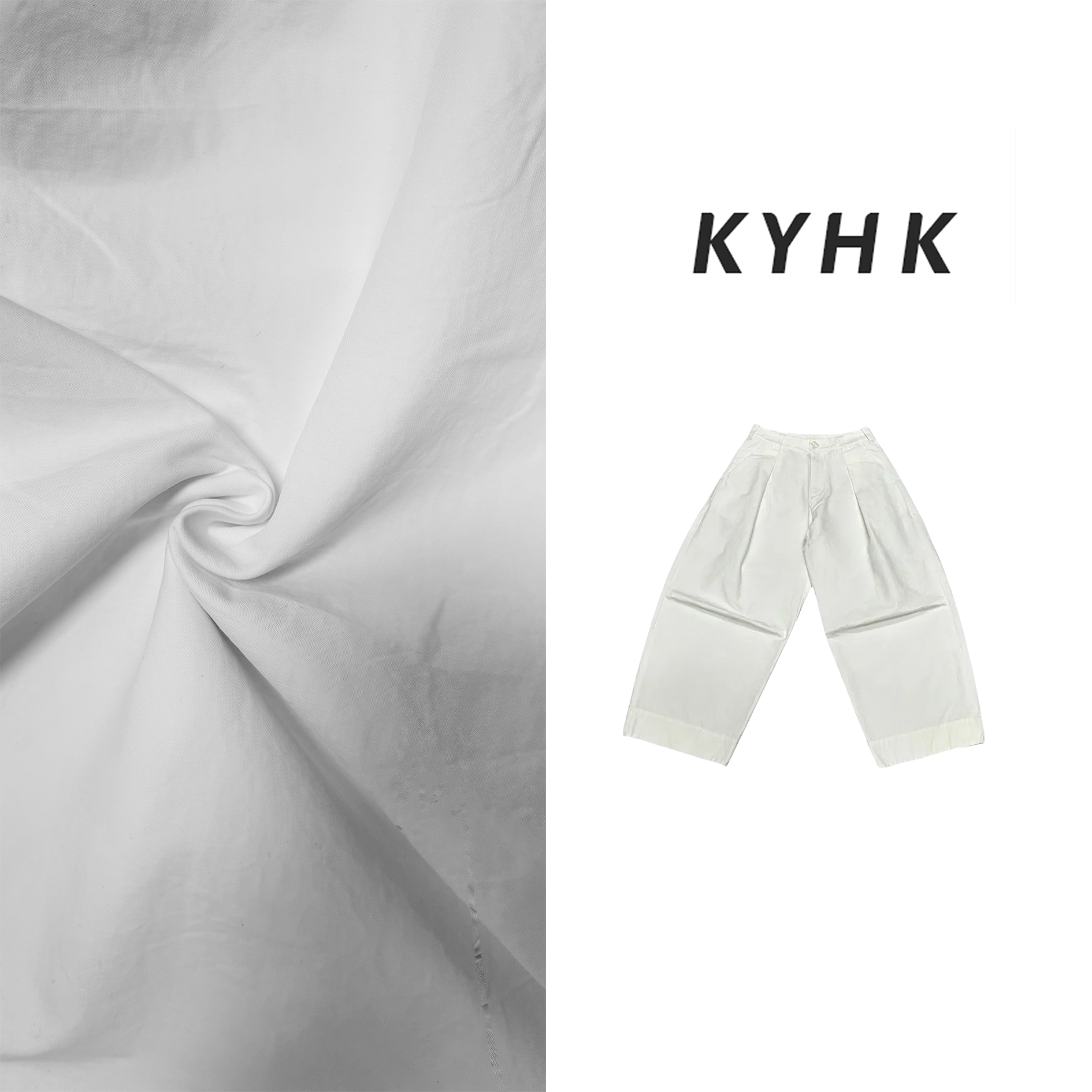 KYHK膝盖打褶鼓包休闲吊腿裤女250509
