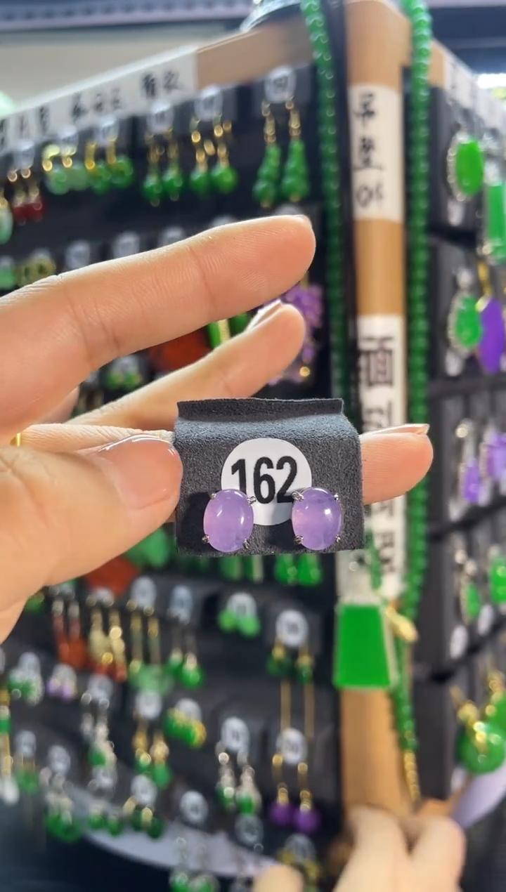 【闪购商品】翡翠耳饰银S925镶嵌162..