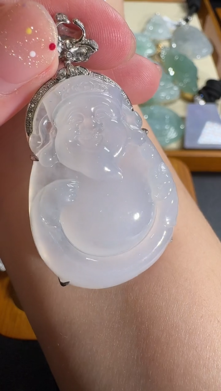 【闪购商品】翡翠吊坠(不含链)18K金镶嵌【源头工厂】钻石镶嵌