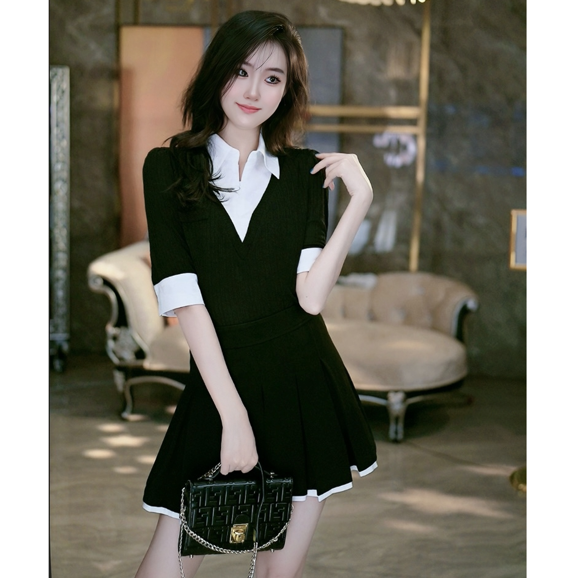 1-30【韩韩工坊】时尚显瘦气质套装