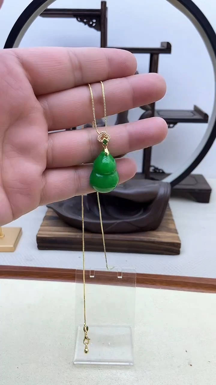 【闪购商品】翡翠耳饰14K金镶嵌平安葫芦104