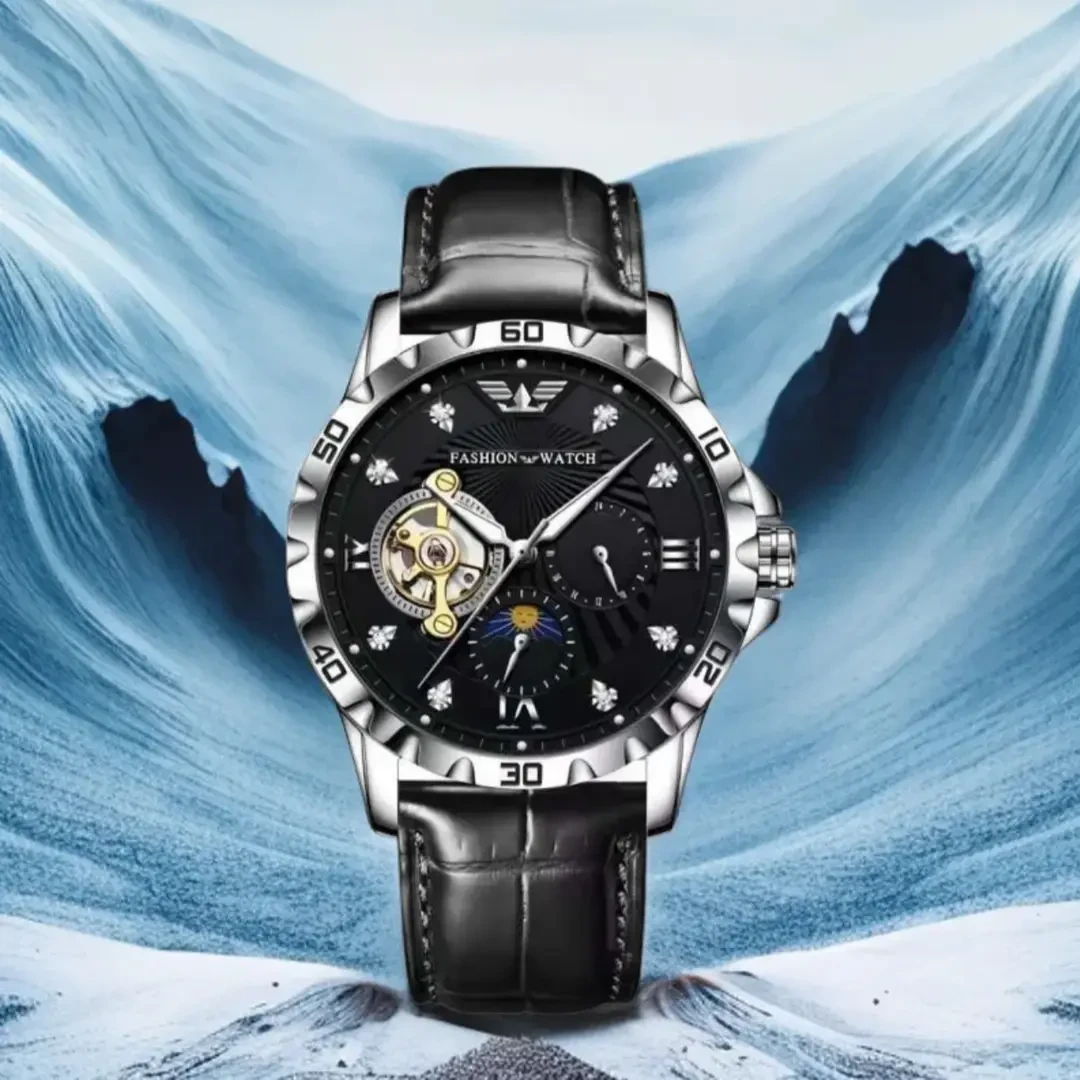 【澳门撤柜】星歐新款机械表男款镂空背透潮流男士手表8858