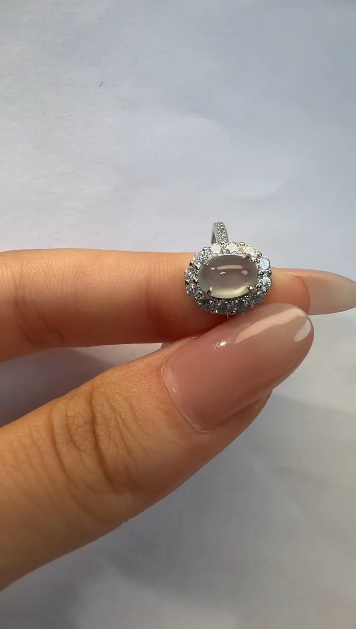 银S925镶嵌戒指翡翠925银镶翡翠戒指镶嵌138