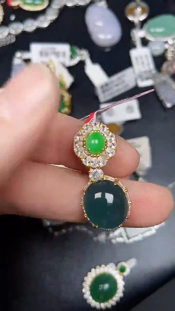 银S925镶嵌戒指翡翠3340