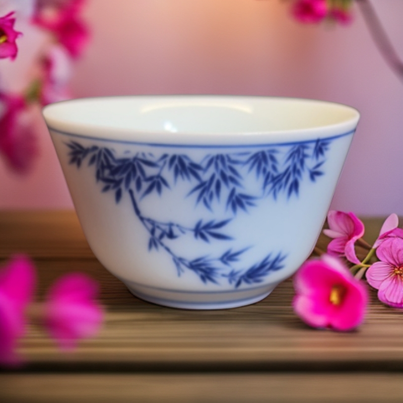 景德镇青花瓷泡茶小客杯 釉下彩