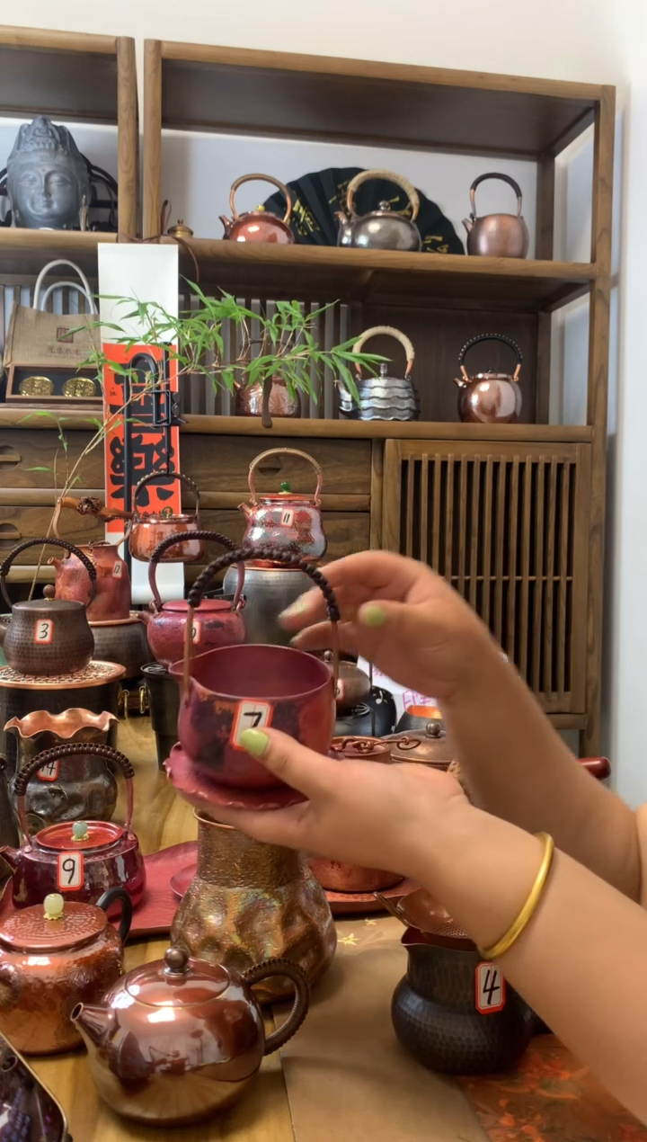 金属紫铜火烧红小号提梁