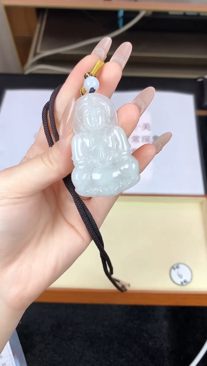 翡翠未镶嵌颈饰Y5A004翡翠冰白中观音