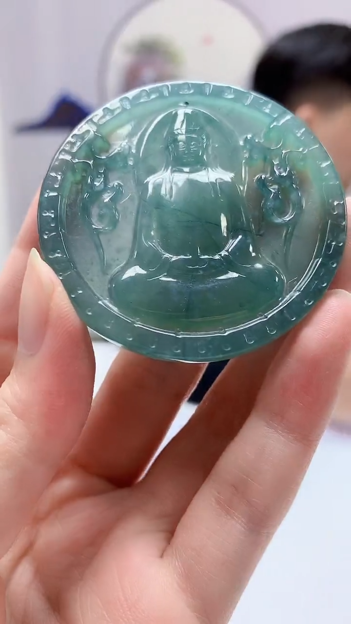 【闪购商品】定制翡翠未镶嵌4917zm-毛货挂件92观音