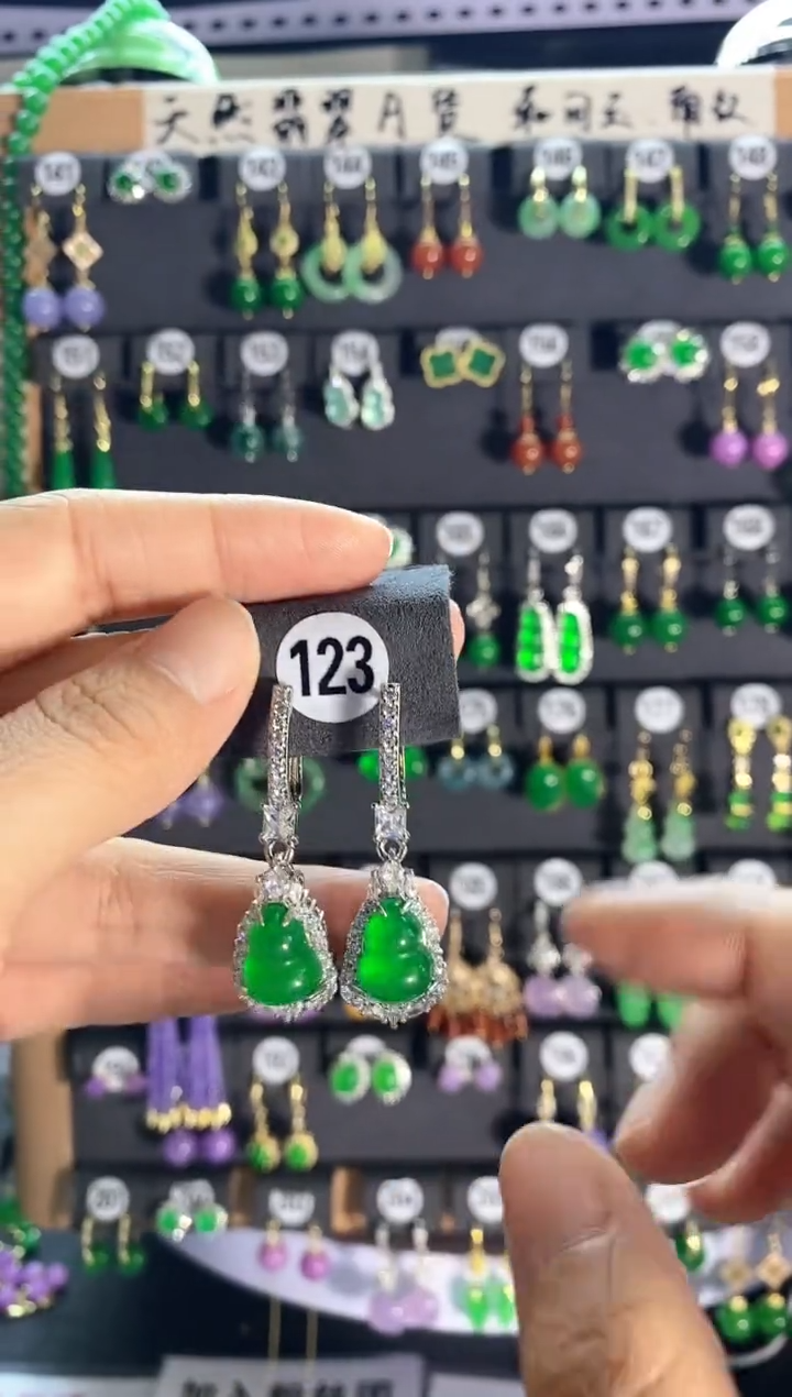 翡翠银S925镶嵌耳饰123.....