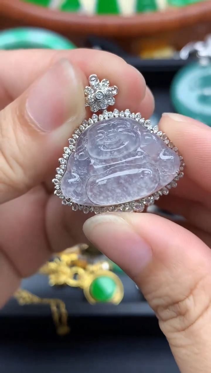 颈饰18K金镶嵌翡翠580-中国好珍宝