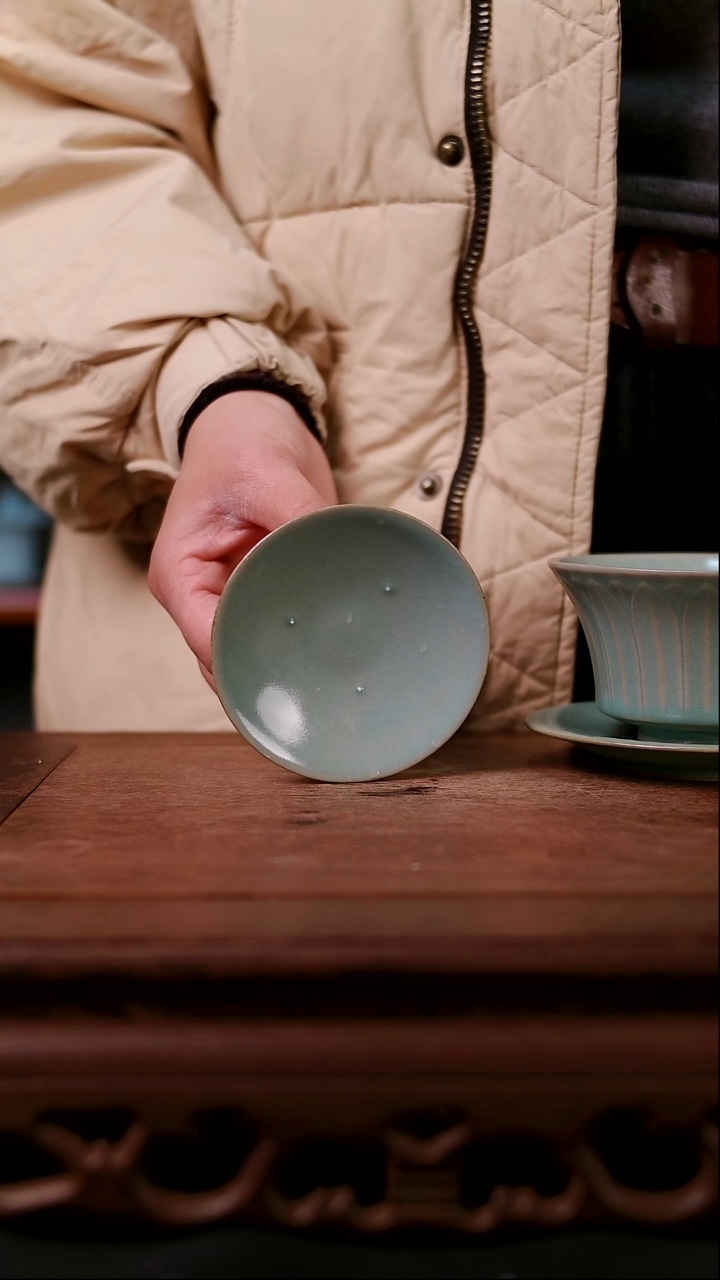 盖碗陶肖*山青霁汝窑仿古釉   盖子