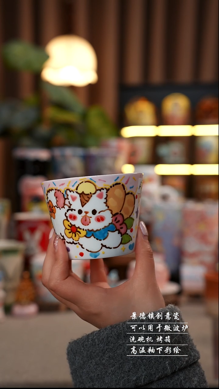 西高地猪口杯景德镇陶瓷手工手绘创意瓷163