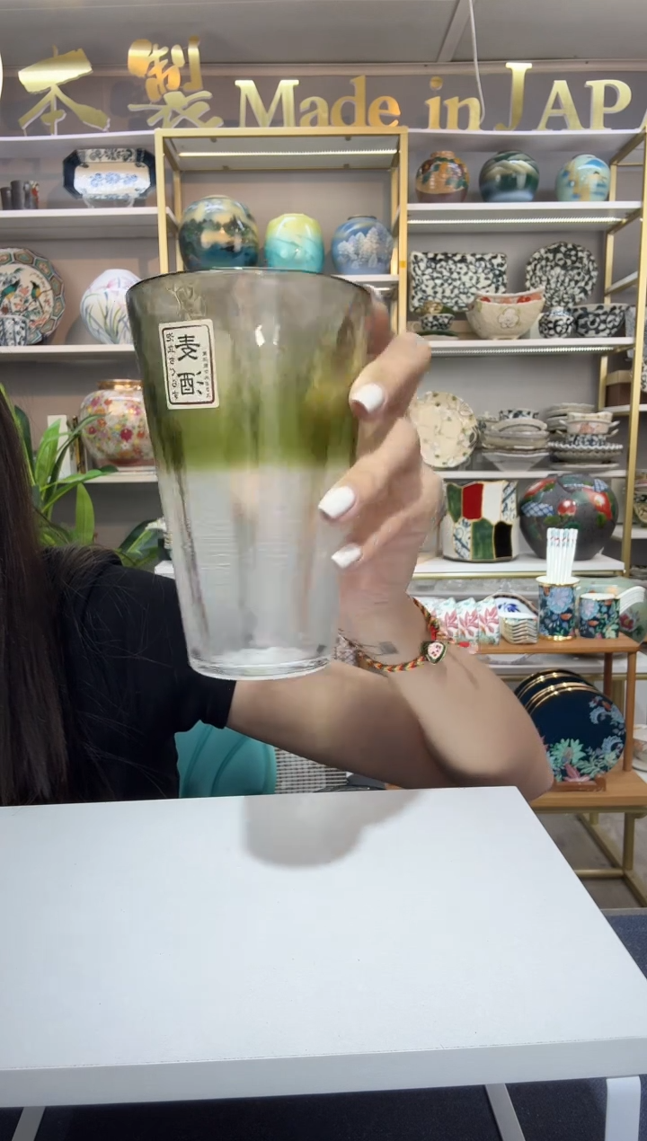 陶瓷瓷瓷400ml阔口杯-杯口淡绿一只