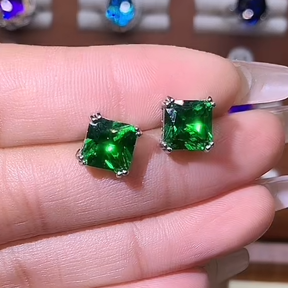 碧玺银镶耳饰白8