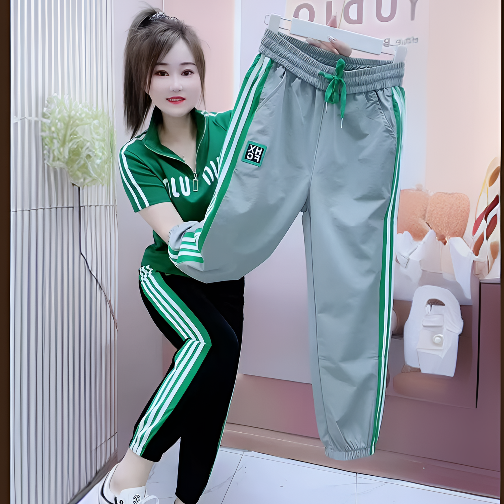 裤子速干面料休闲裤九分裤时尚百搭洋气减龄