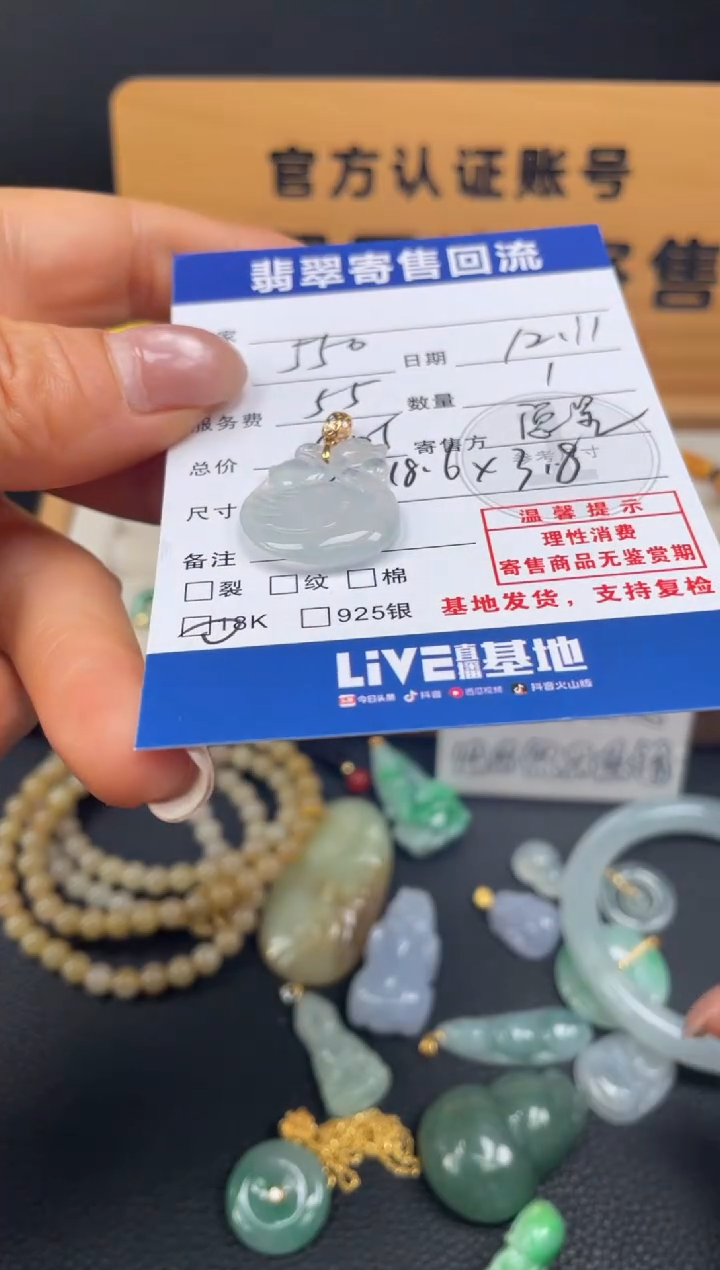 颈饰18K金镶嵌翡翠10151675