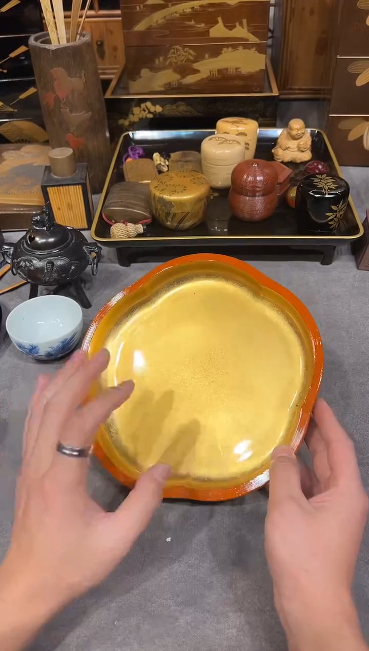 金箔 果子钵 大漆漆器大漆漆器
