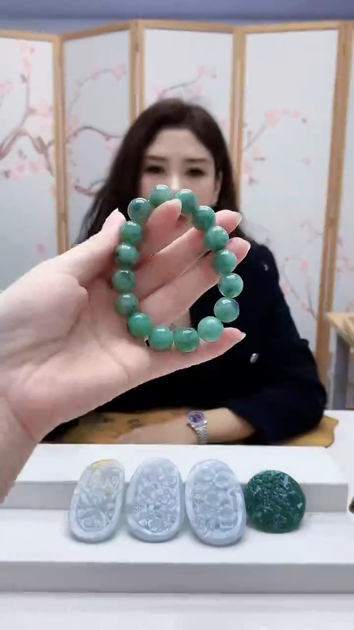 未镶嵌定制翡翠4829ry-毛货手串20