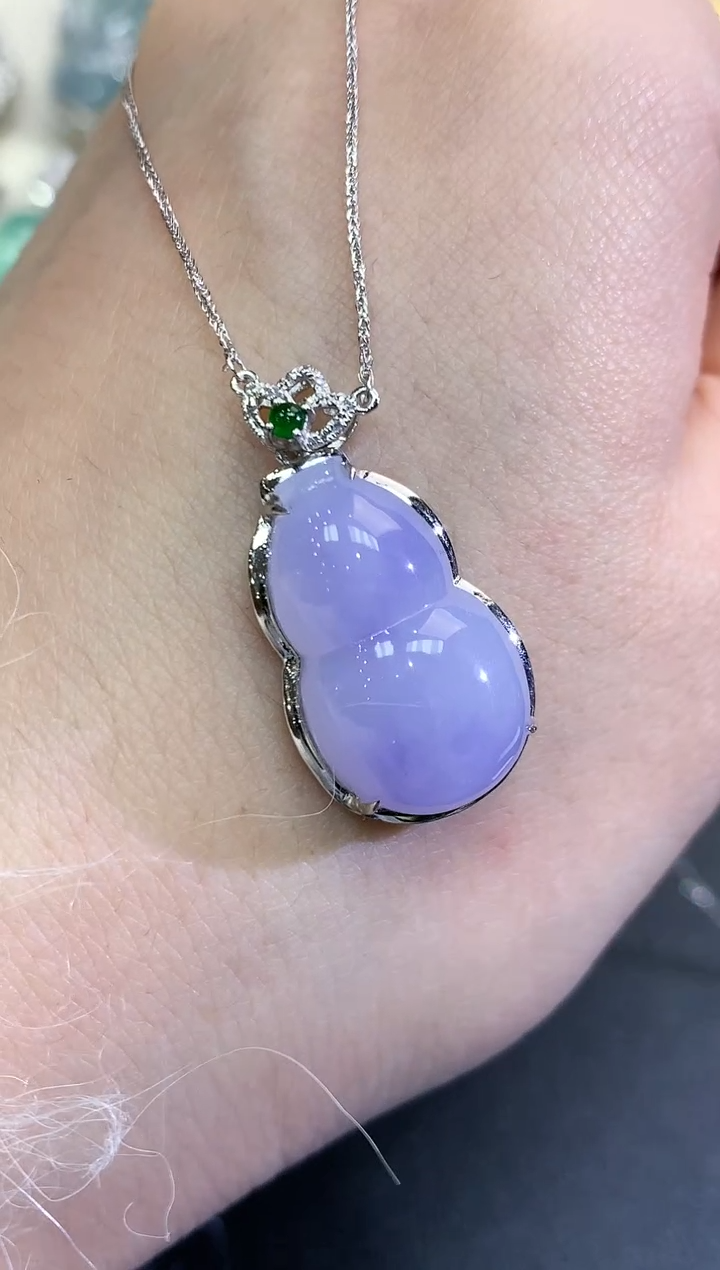 【闪购商品】翡翠颈饰18K金镶嵌D48  紫货有色差