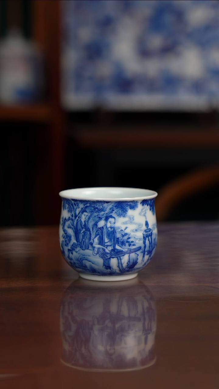 晓竹窑青花伯牙抚琴