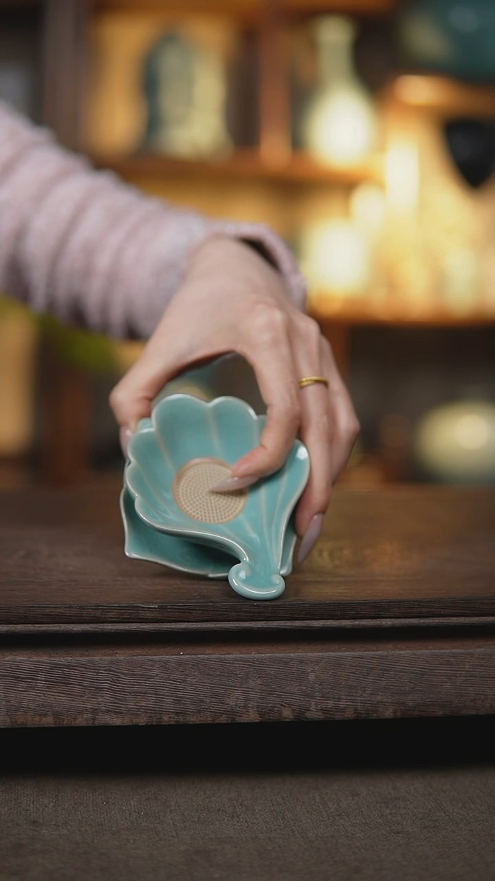 【闪购商品】杯杯仿古天青树叶茶漏套组一级