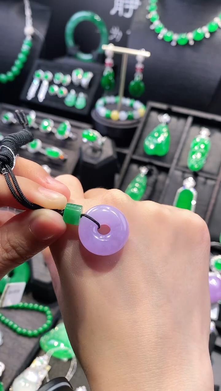 翡翠未镶嵌颈饰紫罗兰平安扣裸石5180903