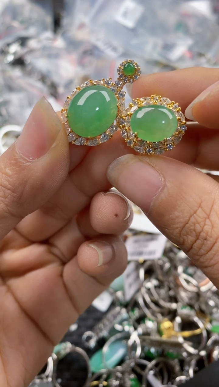 银S925镶嵌戒指翡翠222---8