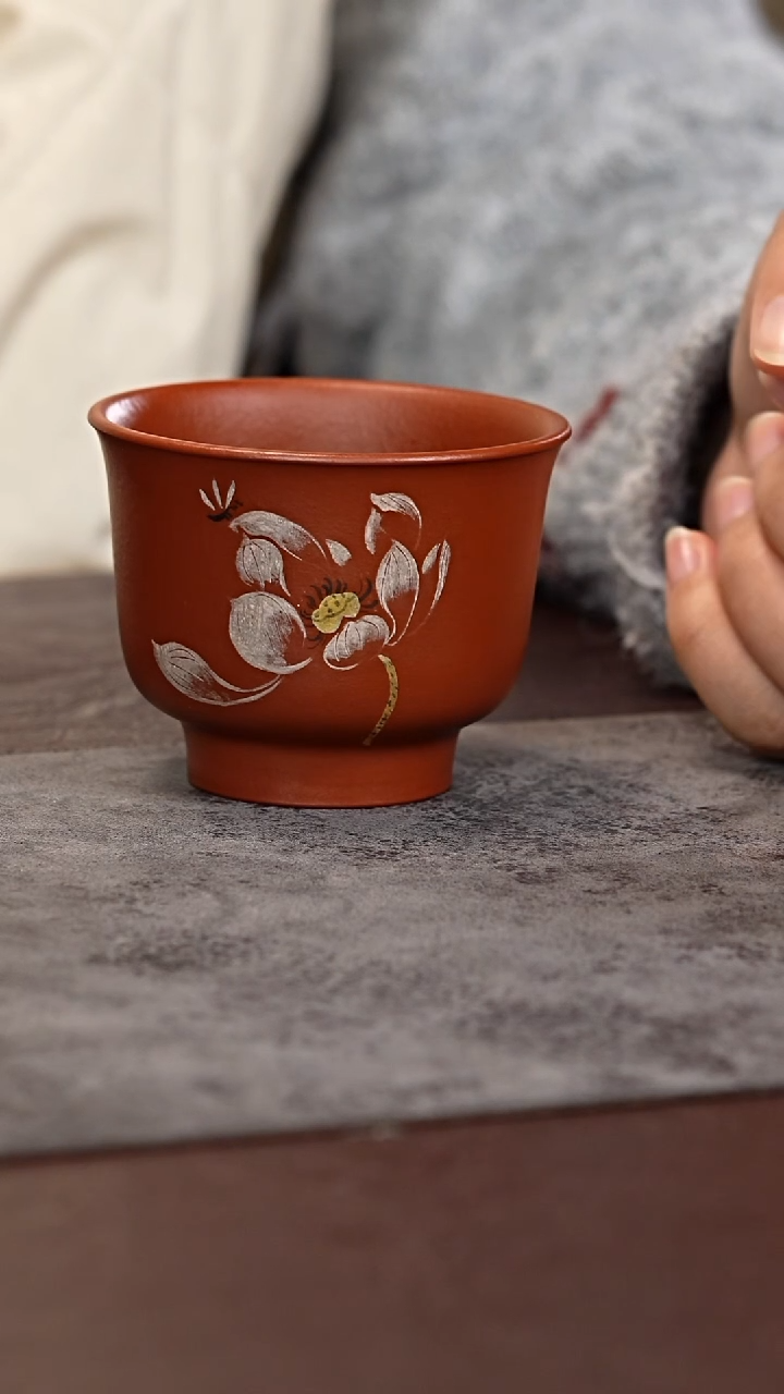 茶杯紫泥金银 荷花 主人杯