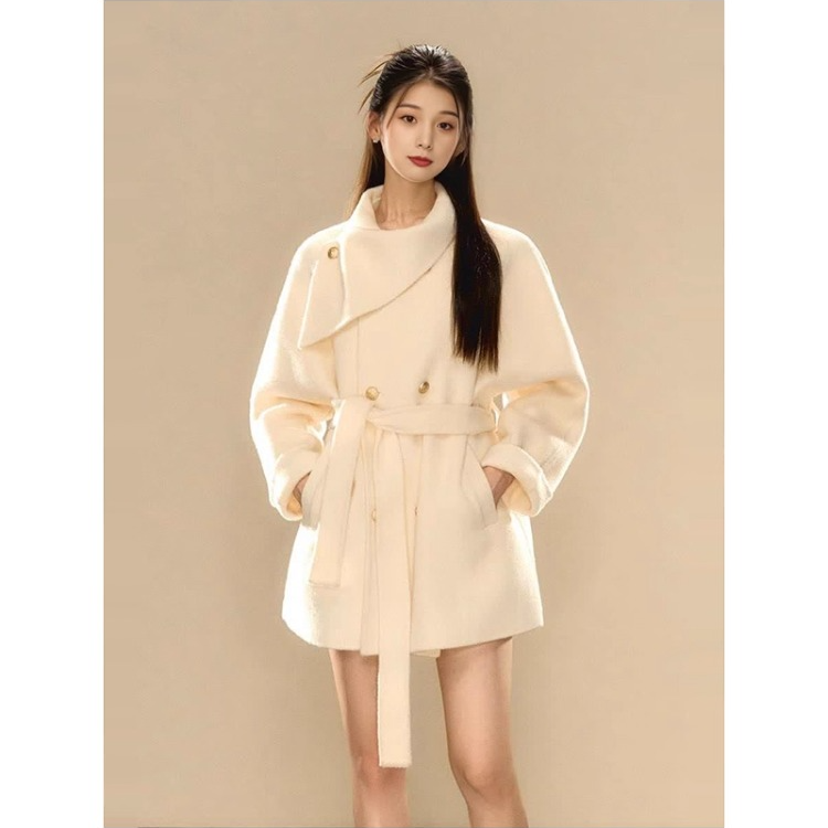 千金风双面羊毛大衣女2025秋冬韩版短款设计感小个子气质毛呢外套