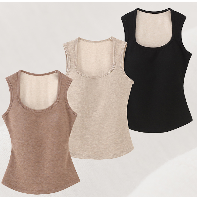 【温暖守护】秋冬方领百搭保暖舒服蚕丝羊内搭吊带背心免穿内衣