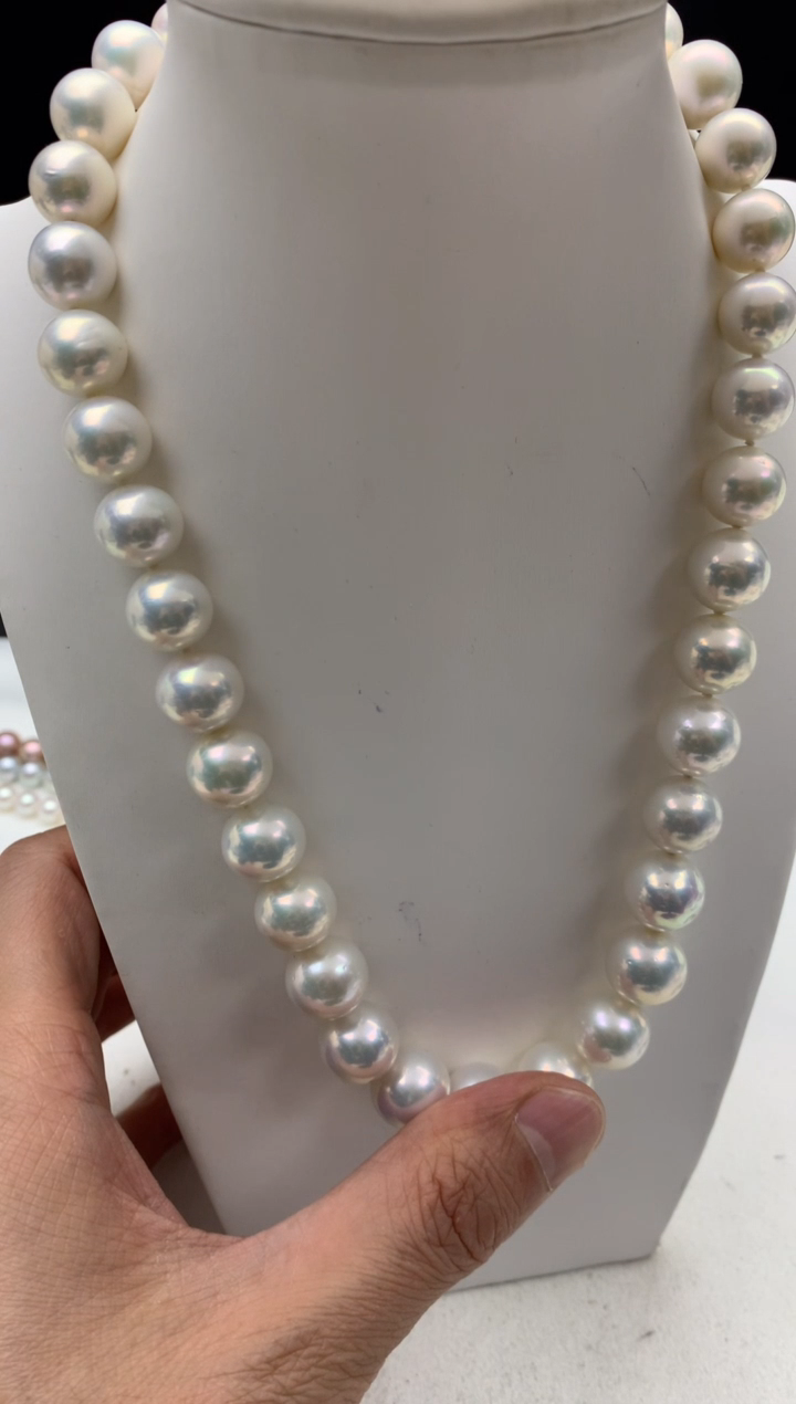 银S925镶嵌ff淡水珍珠白珠串链