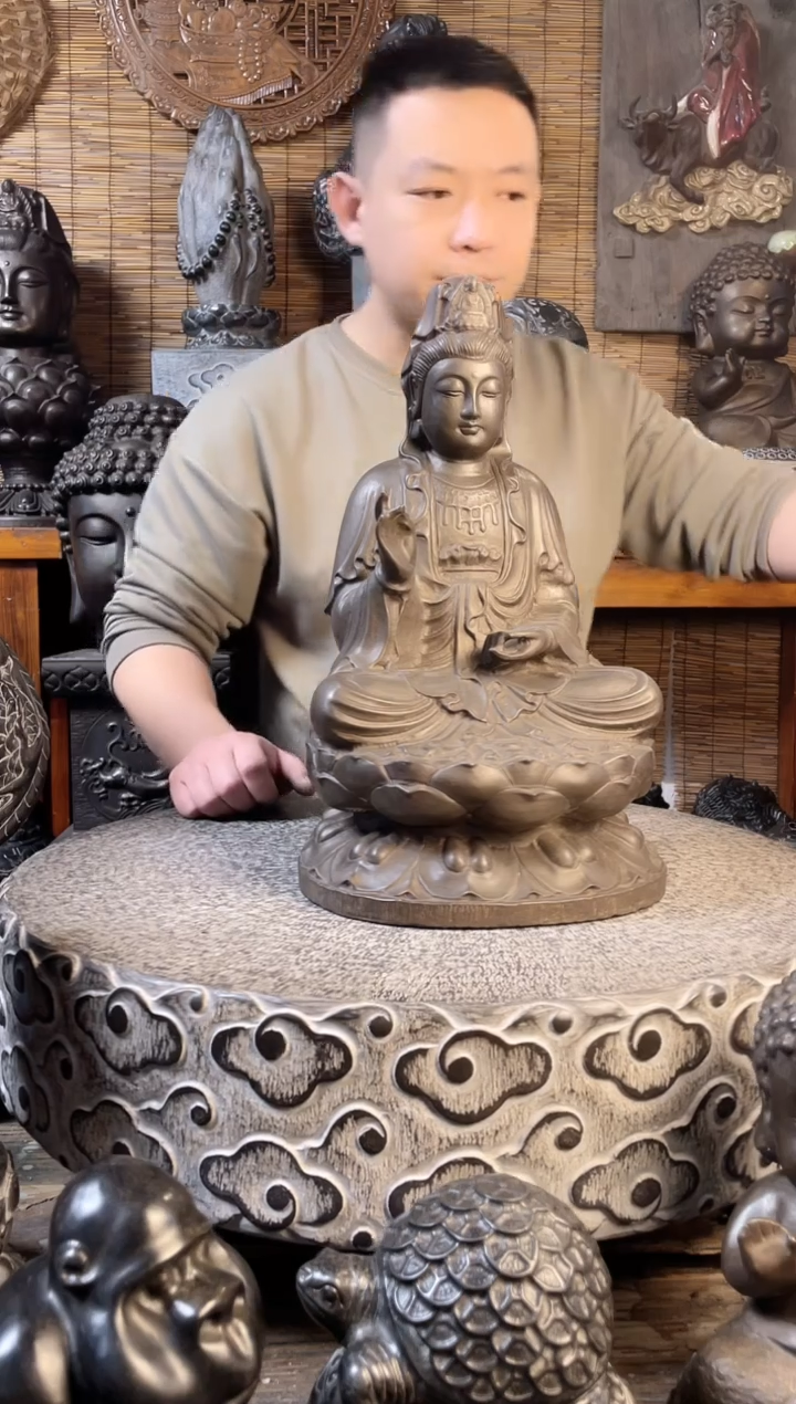 【闪购商品】40坐佛观音天然青石雕刻